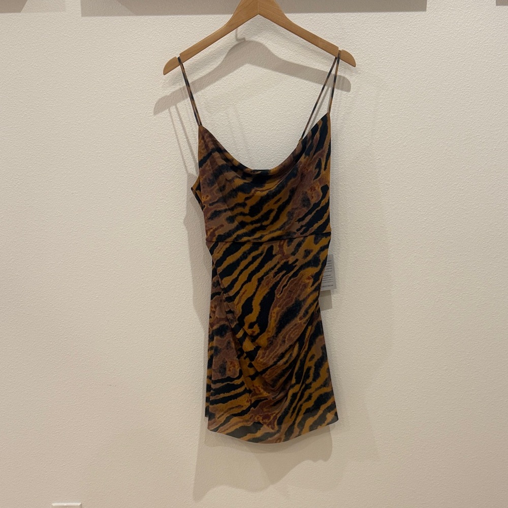 Wayf Black and Brown Patterned Dress